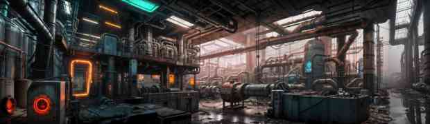 Stable Diffusion Generation: Widescreen Grungy Factory